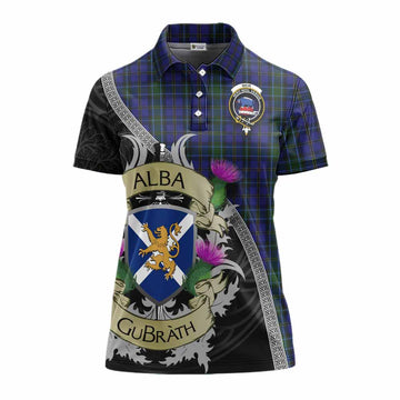 Weir Tartan Family Crest Women's Polo Shirt Lion Rampant Royal Thistle Shield Celtic Inspired