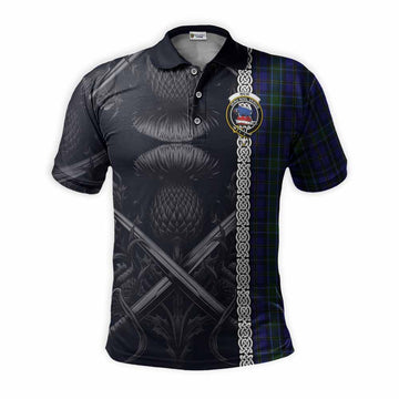 Weir Tartan Polo Shirt with Family Crest Cross Sword Thistle Celtic Vibes