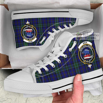 Weir Tartan High Top Shoes with Family Crest