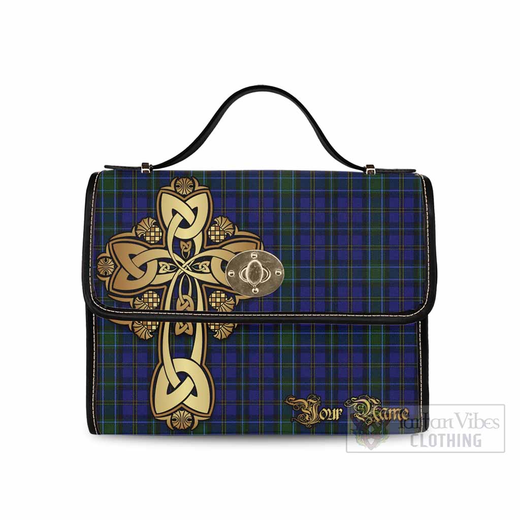 Tartan Vibes Clothing Weir Tartan Waterproof Canvas Bag Golden Thistle Celtic Cross Style