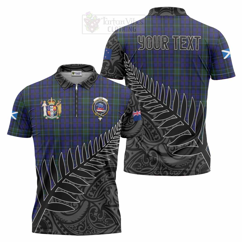 Tartan Vibes Clothing Weir Crest Tartan Zipper Polo Shirt with New Zealand Silver Fern Half Style