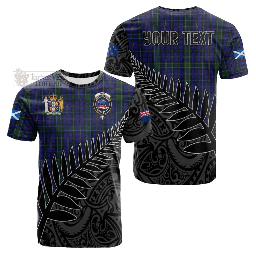 Tartan Vibes Clothing Weir Crest Tartan Cotton T-shirt with New Zealand Silver Fern Half Style