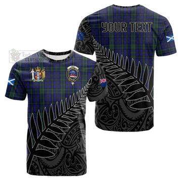 Weir Crest Tartan Cotton T-shirt with New Zealand Silver Fern Half Style