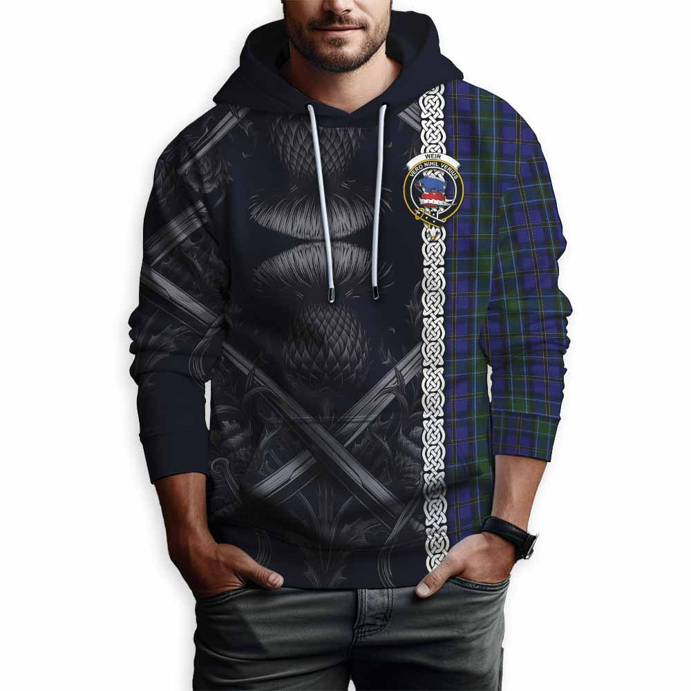 Weir Tartan Hoodie with Family Crest Cross Sword Thistle Celtic Vibes Pullover Hoodie - Tartan Vibes Clothing