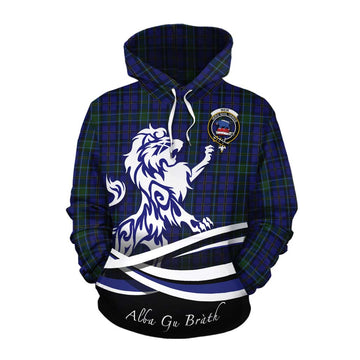 Weir Tartan Cotton Hoodie with Alba Gu Brath Regal Lion Emblem