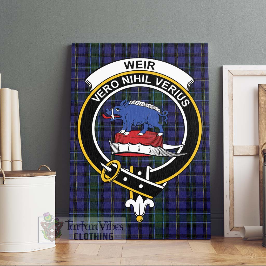 Tartan Vibes Clothing Weir Tartan Canvas Print Wall Art with Family Crest