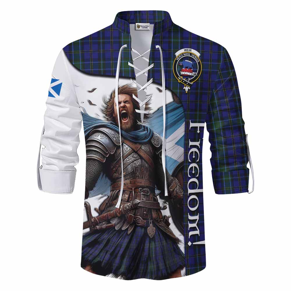 Tartan Vibes Clothing Weir Crest Tartan Ghillie Kilt Shirt Inspired by the Freedom of Scottish Warrior