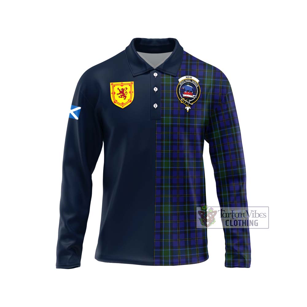 Tartan Vibes Clothing Weir Tartan Long Sleeve Polo Shirt with Scottish Lion Royal Arm Half Style