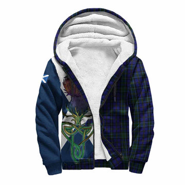 Weir Tartan Family Crest Sherpa Hoodie Scottish Thistle Celtic Inspired