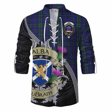 Weir Tartan Family Crest Ghillie Kilt Shirt Lion Rampant Royal Thistle Shield Celtic Inspired