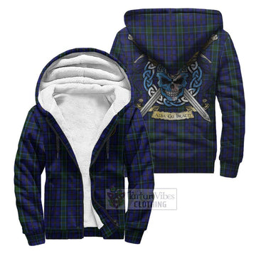 Weir Tartan Sherpa Hoodie with Family Crest Celtic Skull Style