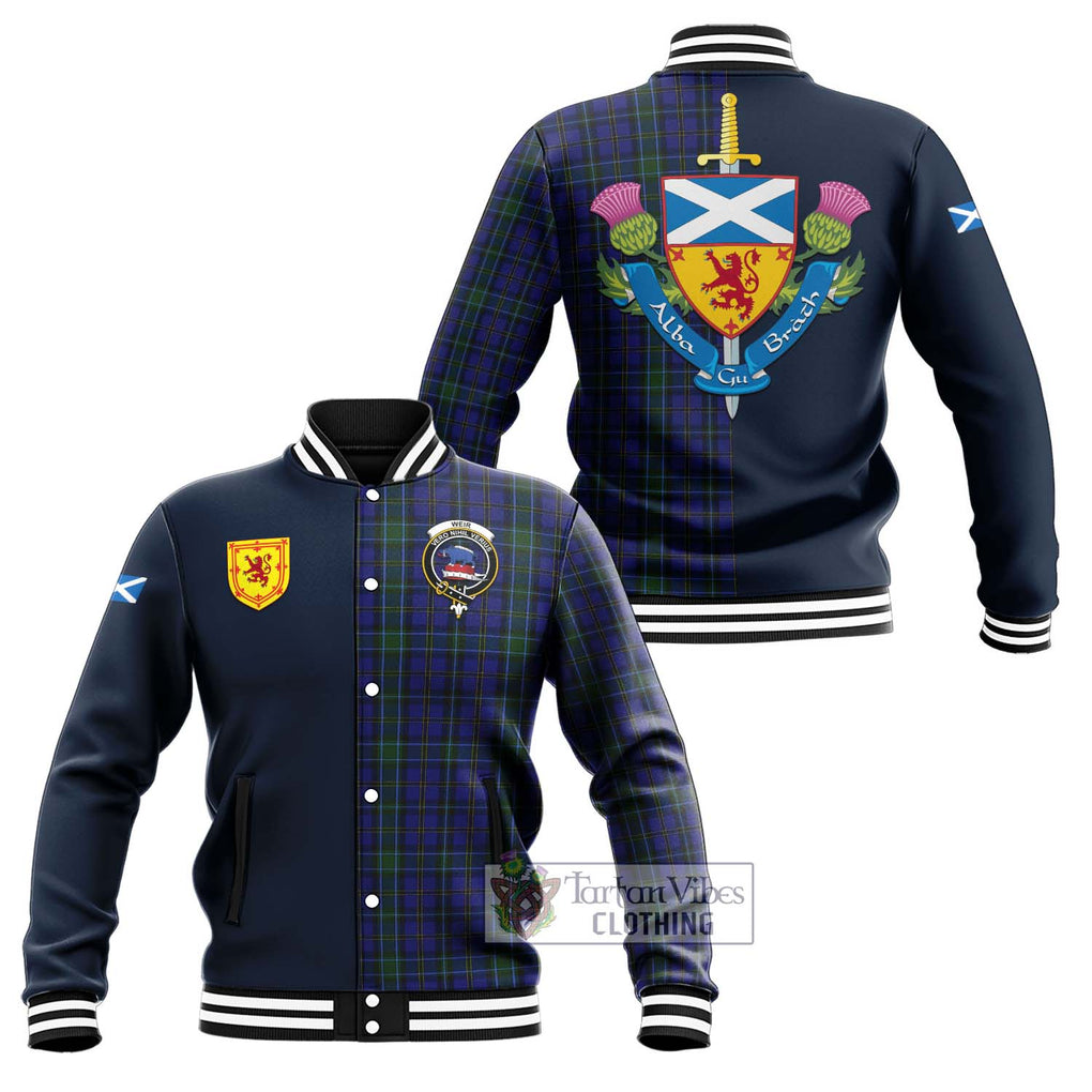 Weir Tartan Baseball Jacket Alba with Scottish Lion Royal Arm Half Style Unisex - Tartan Vibes Clothing