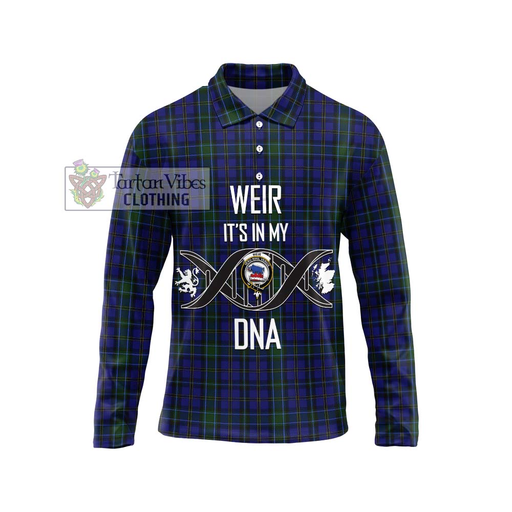 Tartan Vibes Clothing Weir Tartan Long Sleeve Polo Shirt with Family Crest DNA In Me Style