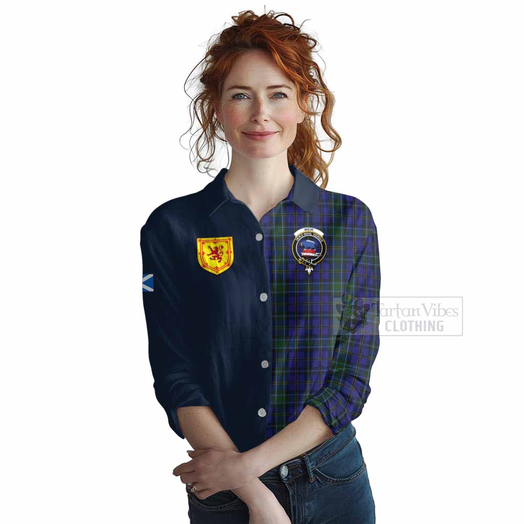 Tartan Vibes Clothing Weir Tartan Women's Casual Shirt Alba with Scottish Lion Royal Arm Half Style