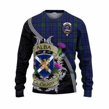 Weir Tartan Family Crest Knitted Sweater Lion Rampant Royal Thistle Shield Celtic Inspired