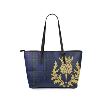 Weir Tartan Leather Tote Bag Gold Thistle Style - Tartan Vibes Clothing