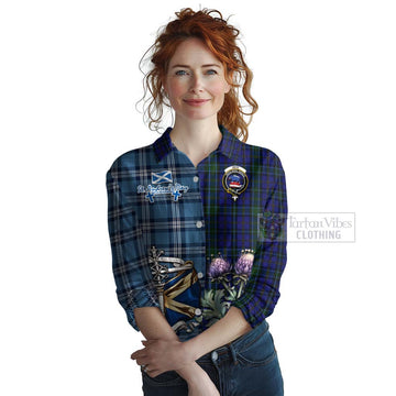 Weir Tartan Women's Casual Shirt Happy St. Andrew's Day Half Tartan Style