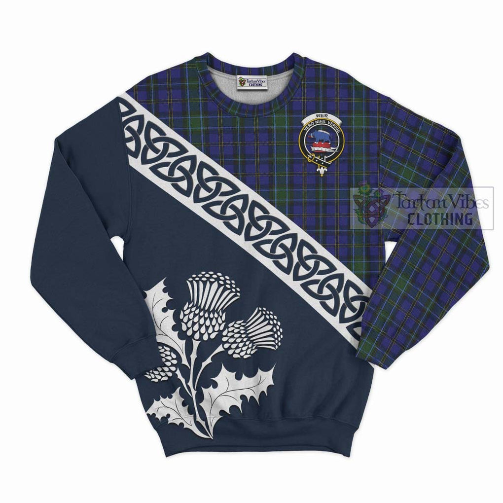 Tartan Vibes Clothing Weir Tartan Sweatshirt Featuring Thistle and Scotland Map