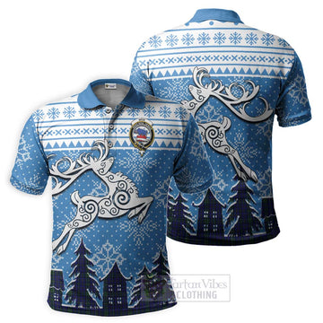 Weir Clan Christmas Polo Shirt Celtic Reindeer Style