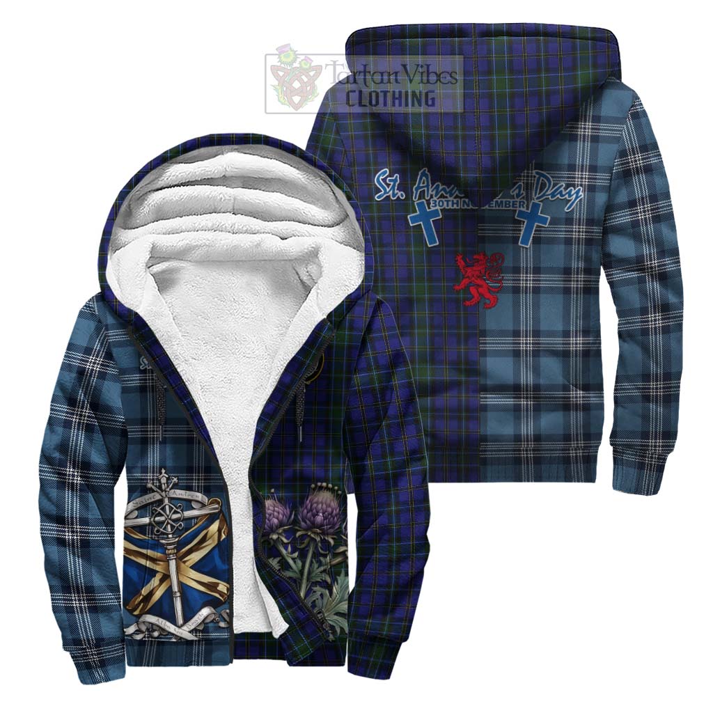 Tartan Vibes Clothing Weir Tartan Sherpa Hoodie Happy St. Andrew's Day Half Tartan Style