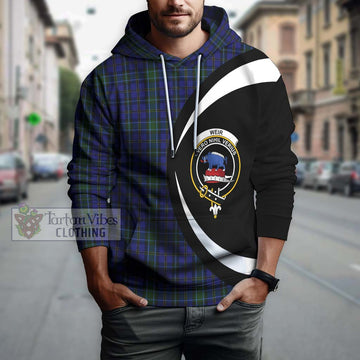 Weir Tartan Hoodie with Family Crest Circle Style