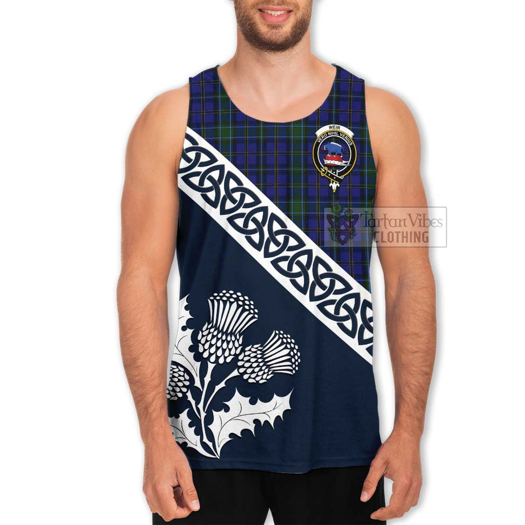 Tartan Vibes Clothing Weir Tartan Men's Tank Top Featuring Thistle and Scotland Map