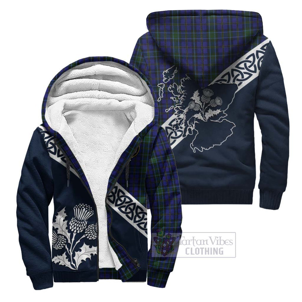 Tartan Vibes Clothing Weir Tartan Sherpa Hoodie Featuring Thistle and Scotland Map