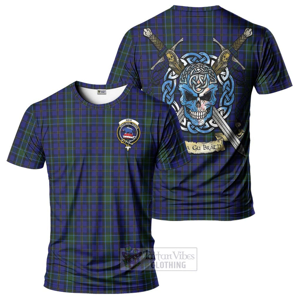 Tartan Vibes Clothing Weir Tartan T-Shirt with Family Crest Celtic Skull Style