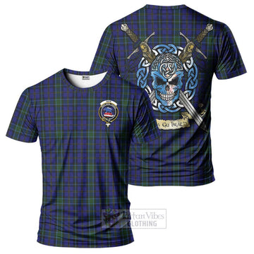 Weir Tartan T-Shirt with Family Crest Celtic Skull Style