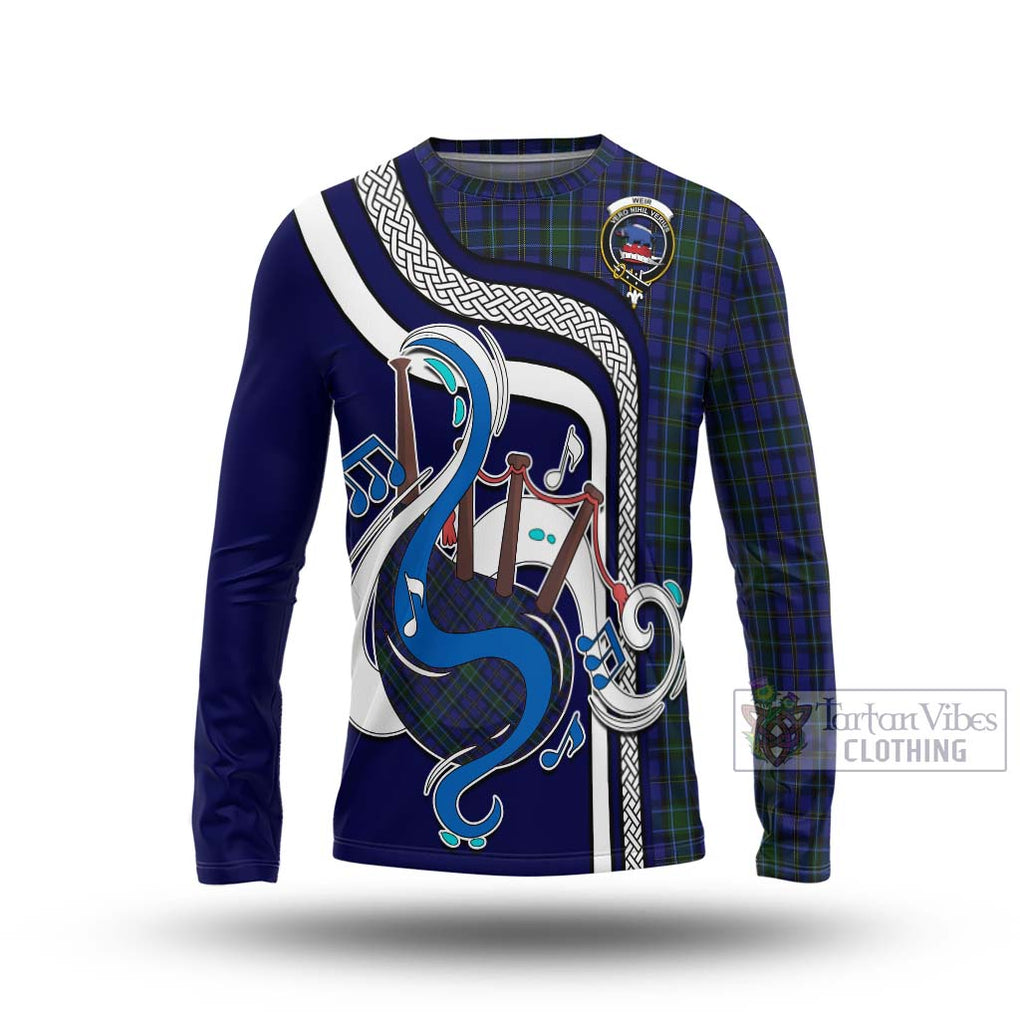 Tartan Vibes Clothing Weir Tartan Long Sleeve T-Shirt with Epic Bagpipe Style