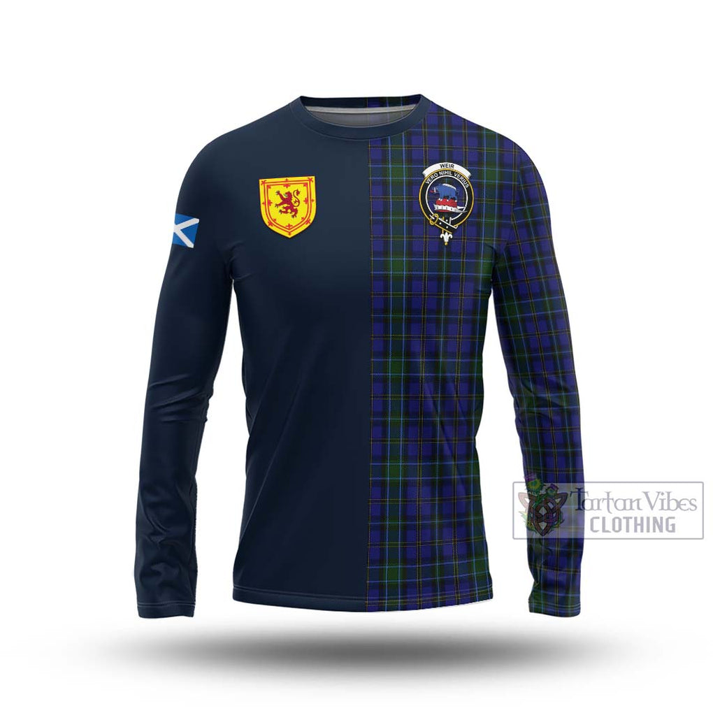 Tartan Vibes Clothing Weir Tartan Long Sleeve T-Shirt with Scottish Lion Royal Arm Half Style