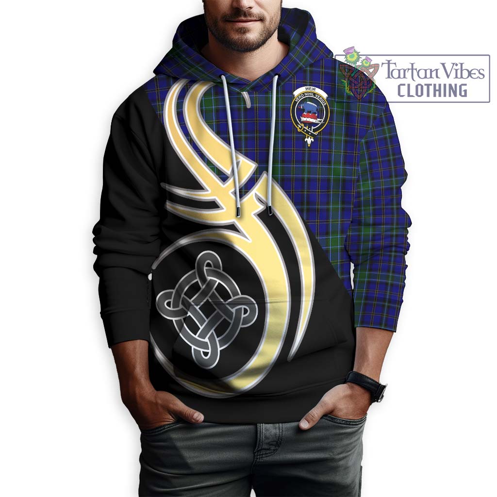 Weir Tartan Hoodie with Family Crest and Celtic Symbol Style Zip Hoodie - Tartan Vibes Clothing