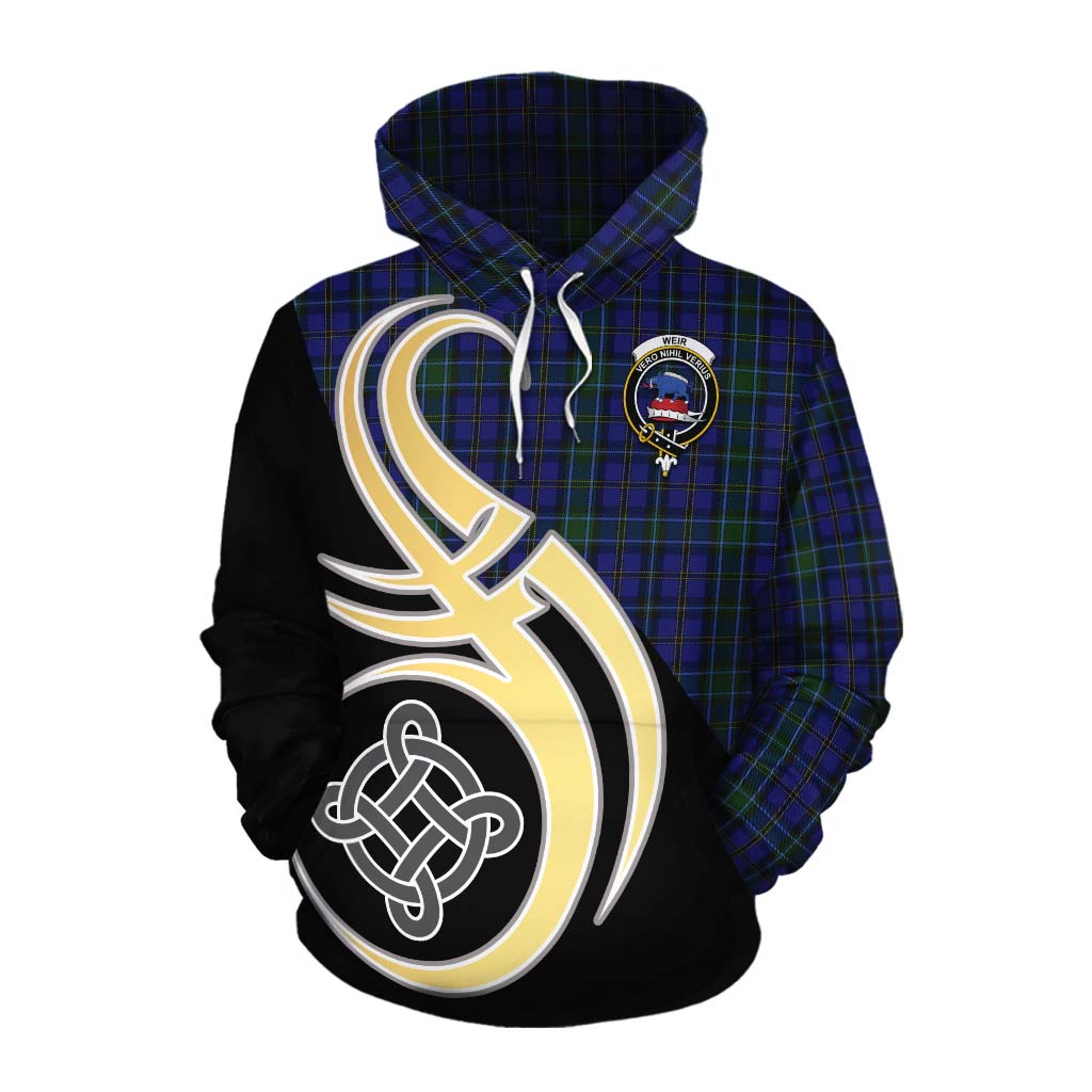 Tartan Vibes Clothing Weir Tartan Cotton Hoodie with Family Crest and Celtic Symbol Style