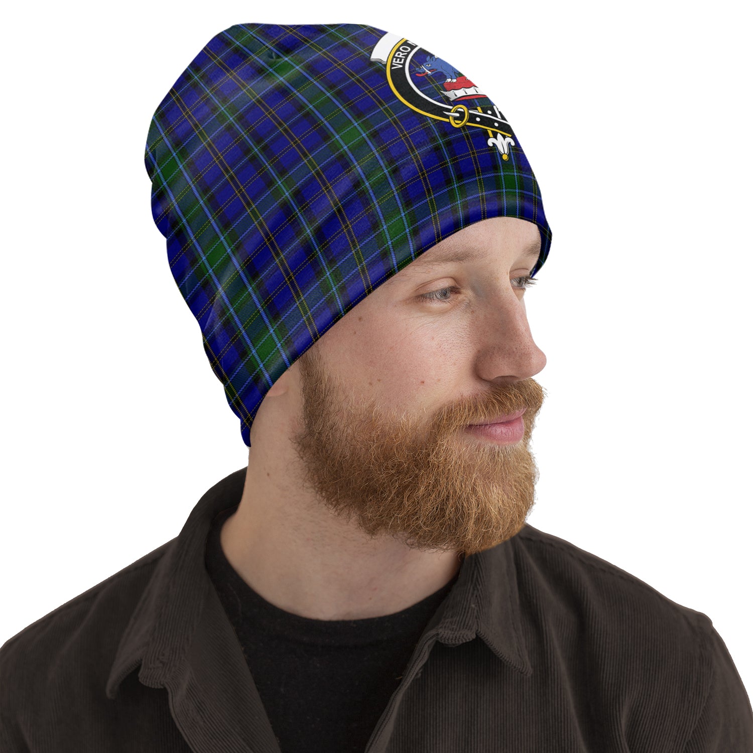 Weir Tartan Beanies Hat with Family Crest One Size 10.5*10.2 inches - Tartan Vibes Clothing