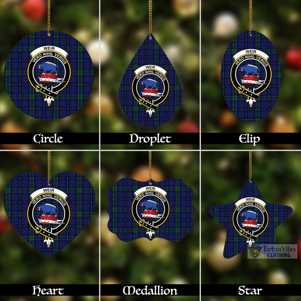 Tartan Vibes Clothing Weir Tartan Christmas Aluminium Ornament with Family Crest