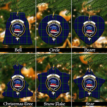 Weir Tartan Christmas Ornaments with Family Crest