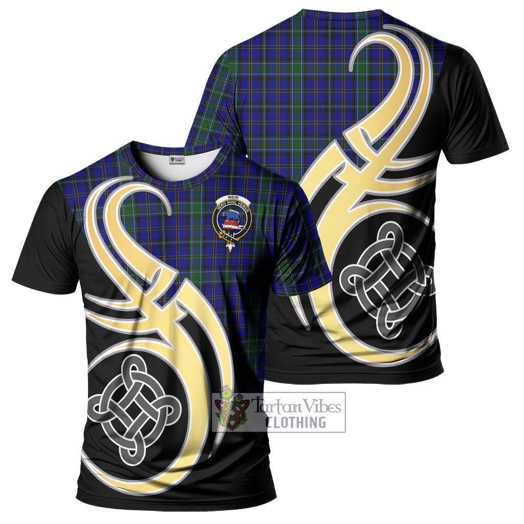 Tartan Vibes Clothing Weir Tartan T-Shirt with Family Crest and Celtic Symbol Style