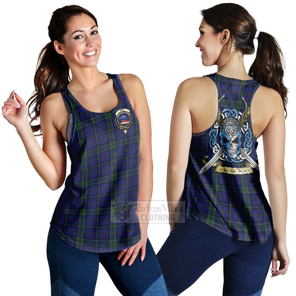 Tartan Vibes Clothing Weir Tartan Women's Racerback Tanks with Family Crest Celtic Skull Style