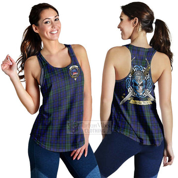 Weir Tartan Women's Racerback Tanks with Family Crest Celtic Skull Style