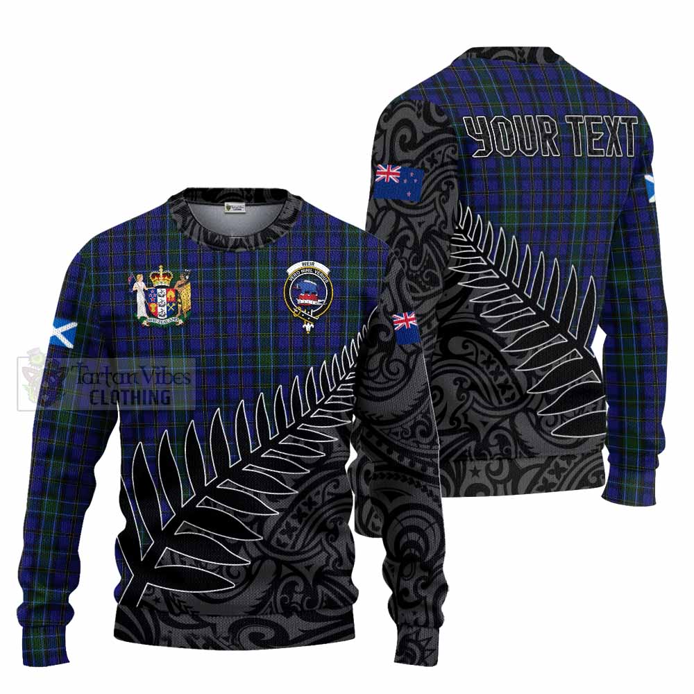 Tartan Vibes Clothing Weir Crest Tartan Knitted Sweater with New Zealand Silver Fern Half Style