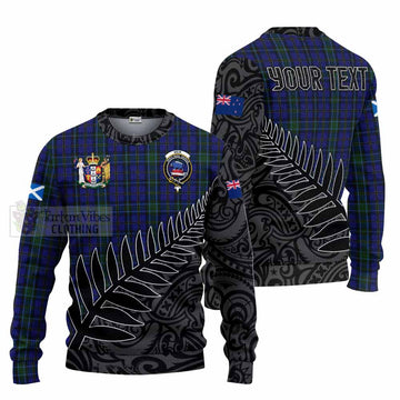 Weir Crest Tartan Knitted Sweater with New Zealand Silver Fern Half Style