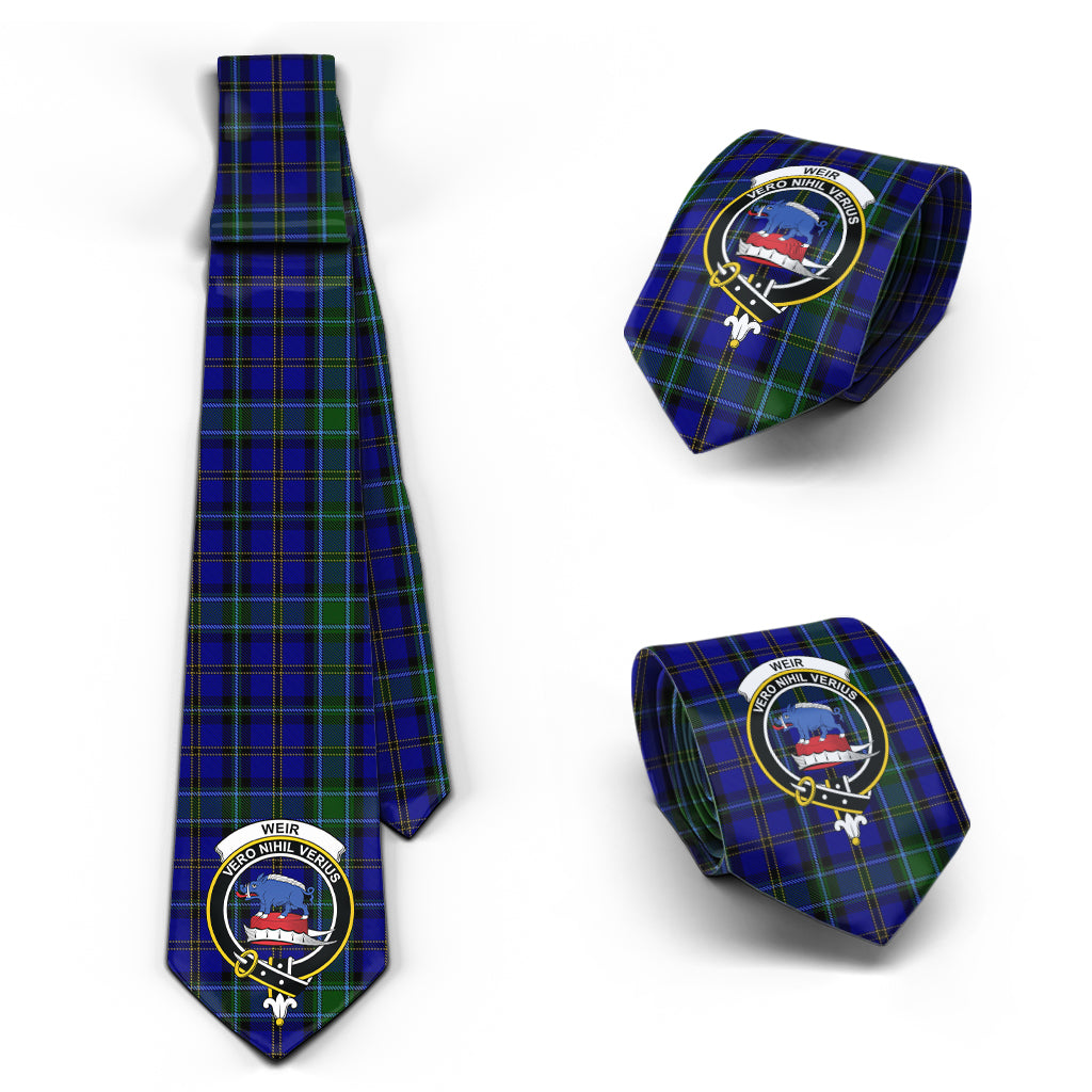 Weir Tartan Classic Necktie with Family Crest Necktie One Size - Tartan Vibes Clothing