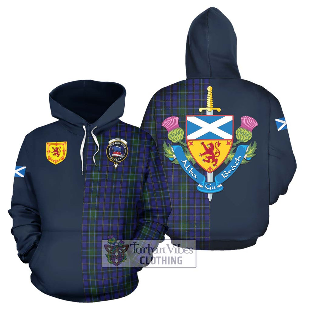 Tartan Vibes Clothing Weir Tartan Hoodie with Scottish Lion Royal Arm Half Style