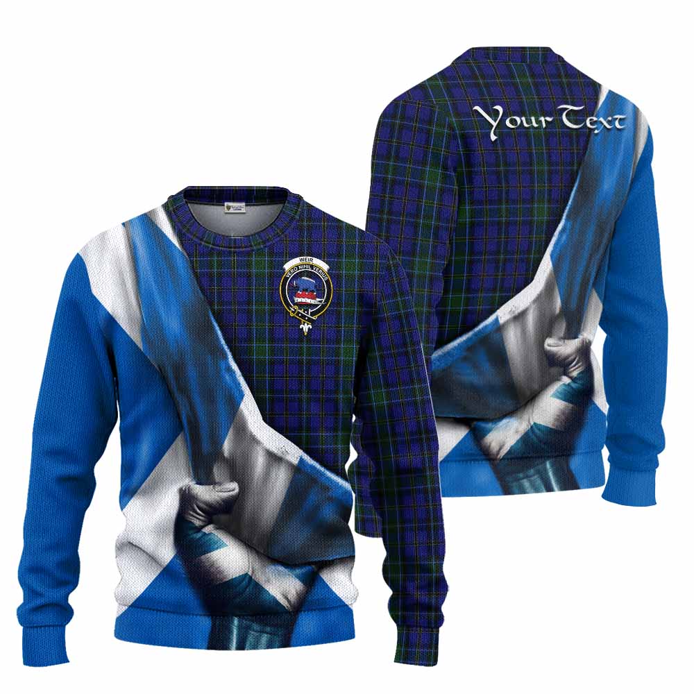 Tartan Vibes Clothing Weir Tartan Knitted Sweater with Family Crest Scotland Patriotic Style