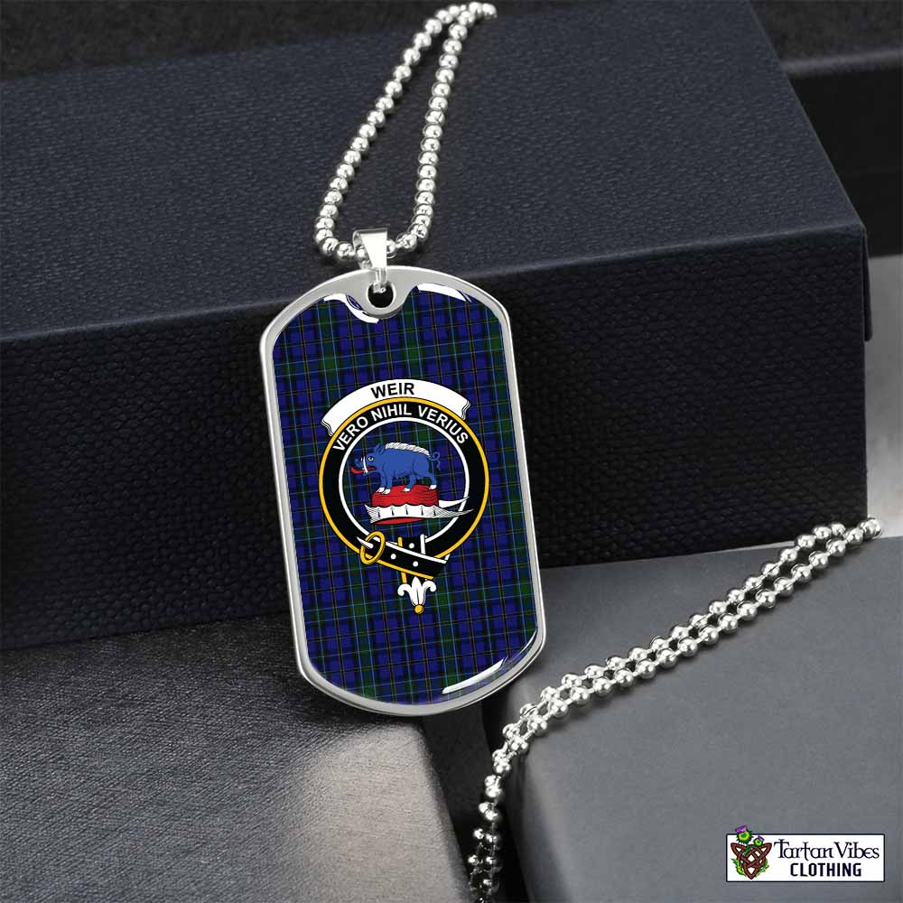 Tartan Vibes Clothing Weir Tartan Dog Tag Necklace with Family Crest