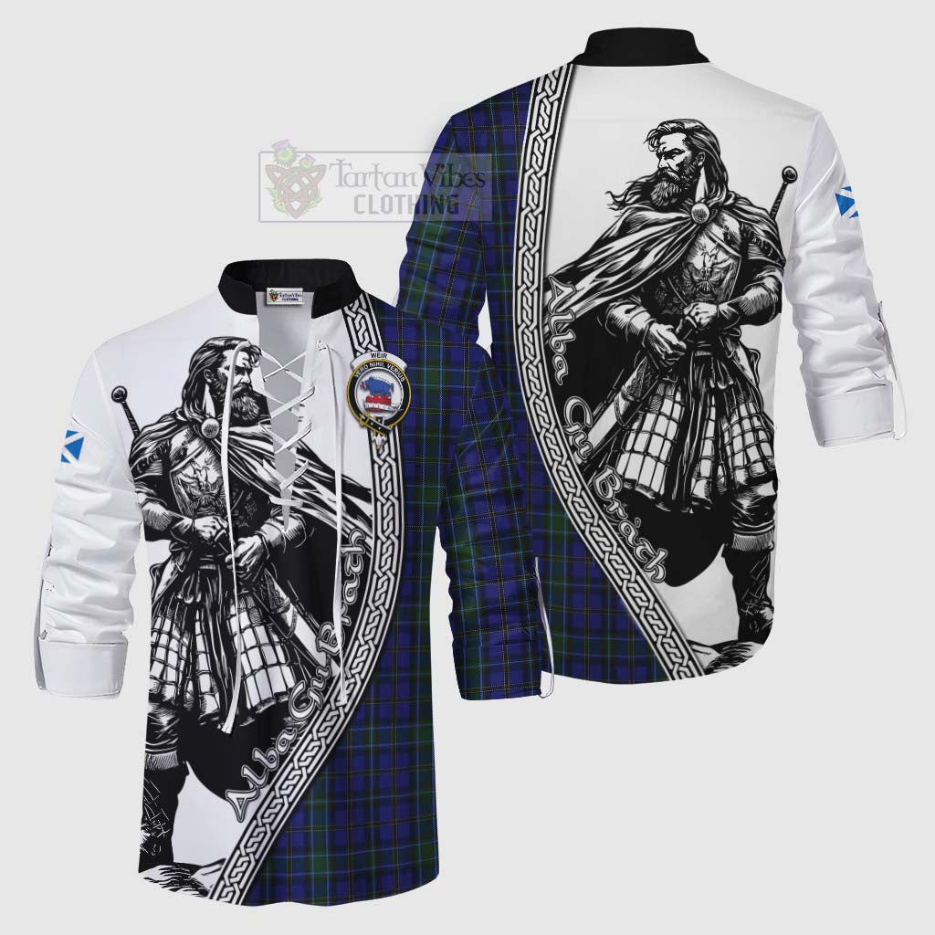 Tartan Vibes Clothing Weir Tartan Clan Crest Ghillie Kilt Shirt with Highlander Warrior Celtic Style