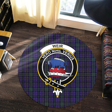 Weir Tartan Round Rug with Family Crest