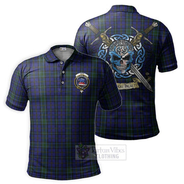 Weir Tartan Polo Shirt with Family Crest Celtic Skull Style