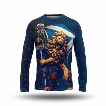 Weir Tartan Family Crest Long Sleeve T-Shirt with Scottish Majestic Lion