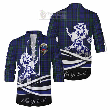 Weir Tartan Ghillie Kilt Shirt with Alba Gu Brath Regal Lion Emblem